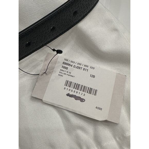 Gucci Men’s Leather Dollar Pigprint Belt Black 120/48 Italy 699954 NWT - Picture 8 of 9